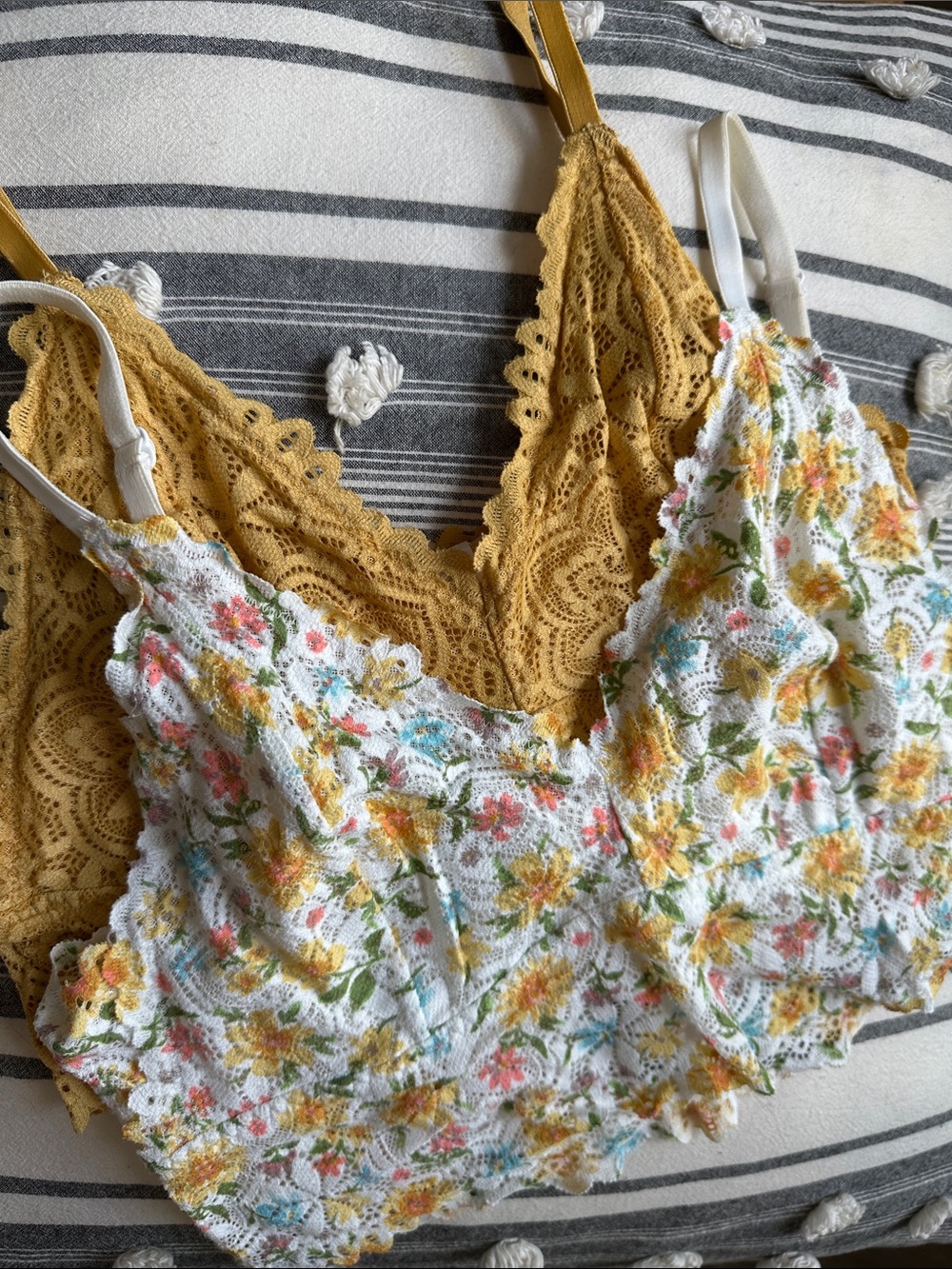 Old Navy Lace Bralette Duo in Mustard and White Floral